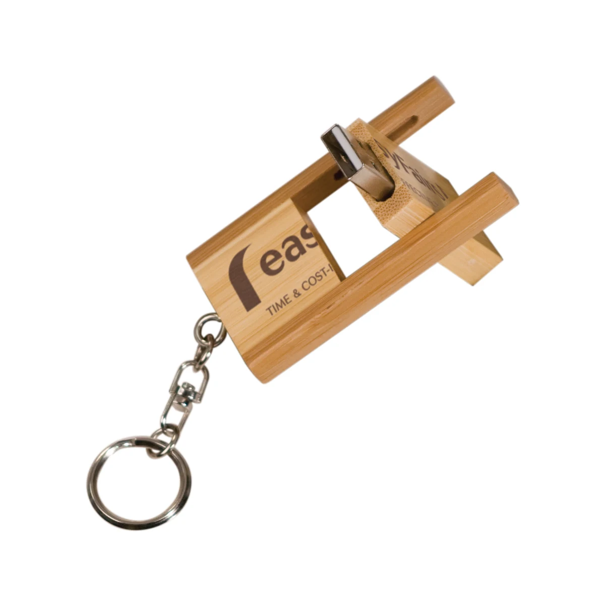 8GB 2-Tone Bamboo Flip Style USB Flash Drive w/Keychain 1