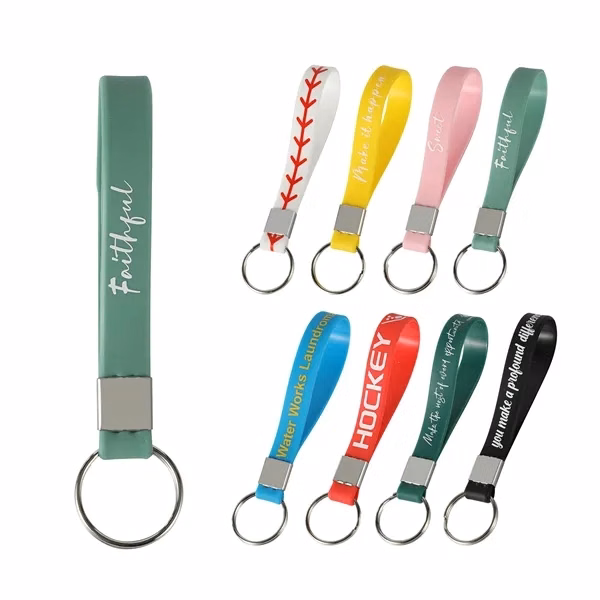 Custom 8 Inch Silicone Keychain with Metal Clasp — Eco Friendly Brand Essential