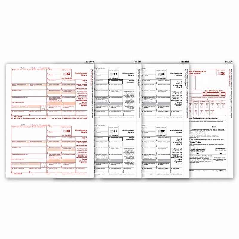 1099-MISC Income Forms Set, 4-Part - 50 Sets/Pk
