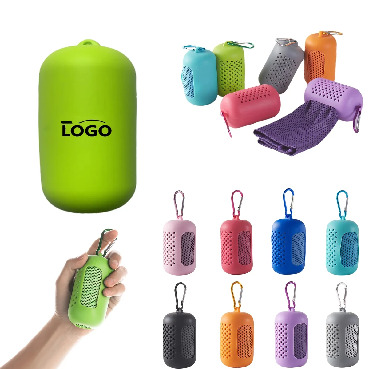 MOQ100 Cooling Sports Towel with Silicone Case 1