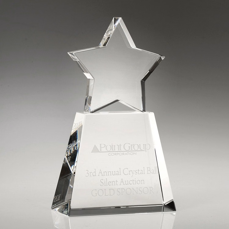 6" Crystal Award-Clear Star w/ Clear Base
