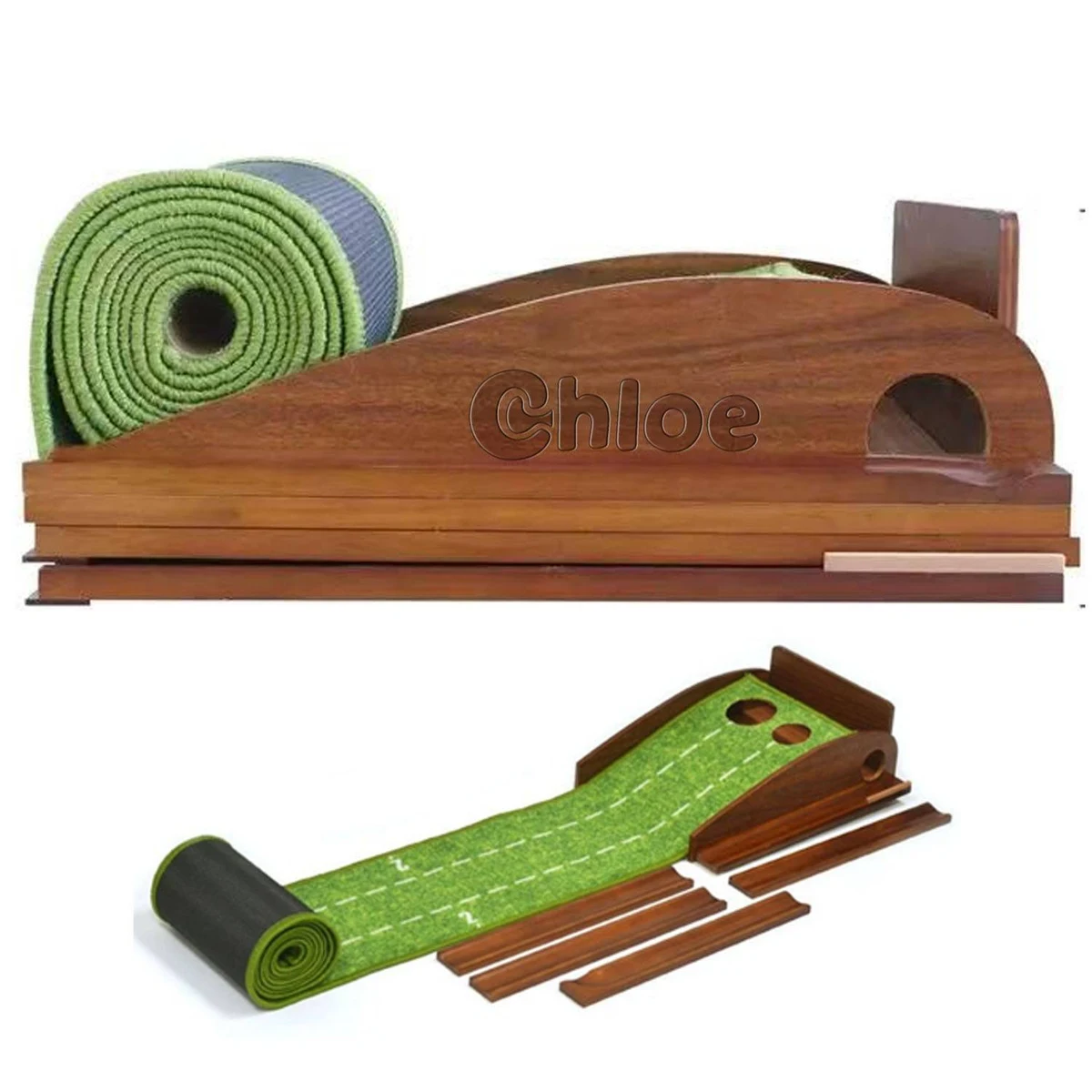 Golf Putting Practice Dual-Hole Ball Return Mat 1