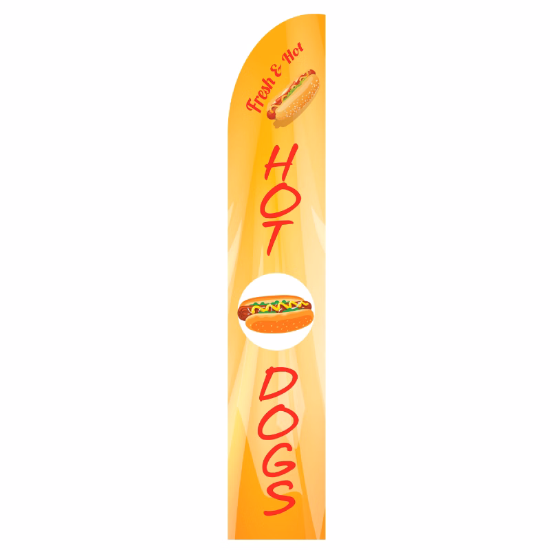 Hot & Fresh Hot Dogs Flag Kit with Poles 15' Feet Feather Flag Sign Outdoor Banner - Orange