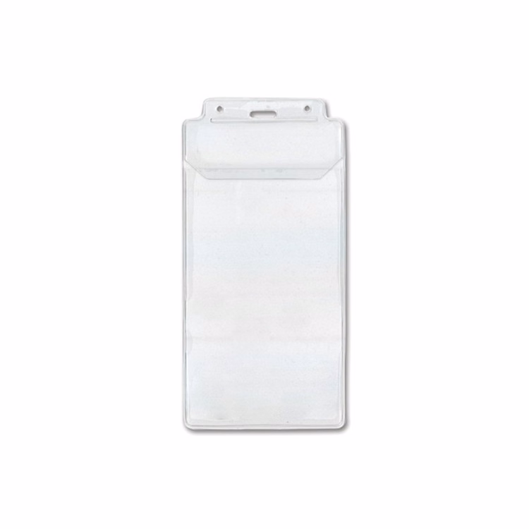 4.25" W x 8.50" H - Vertical Clear Vinyl Badge Holder (Blank)