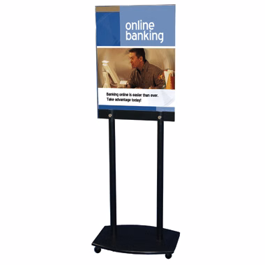 67"h Black Acrylic Floor Frame with wheels for 22x28 poster