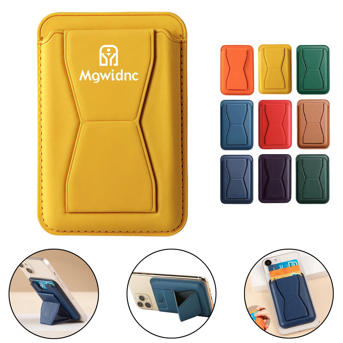MagSafe Foldable PU Leather Card Holder Stand for Phone with Strong Magnetic Insert and Kickstand 1