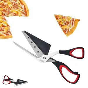 Red Ring 2 In 1 Pizza Scissors Cutter And Spatula With Ergonomic Handle 1