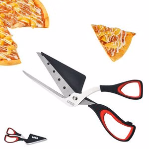 Red Ring 2 In 1 Pizza Scissors Cutter And Spatula With Ergonomic Handle