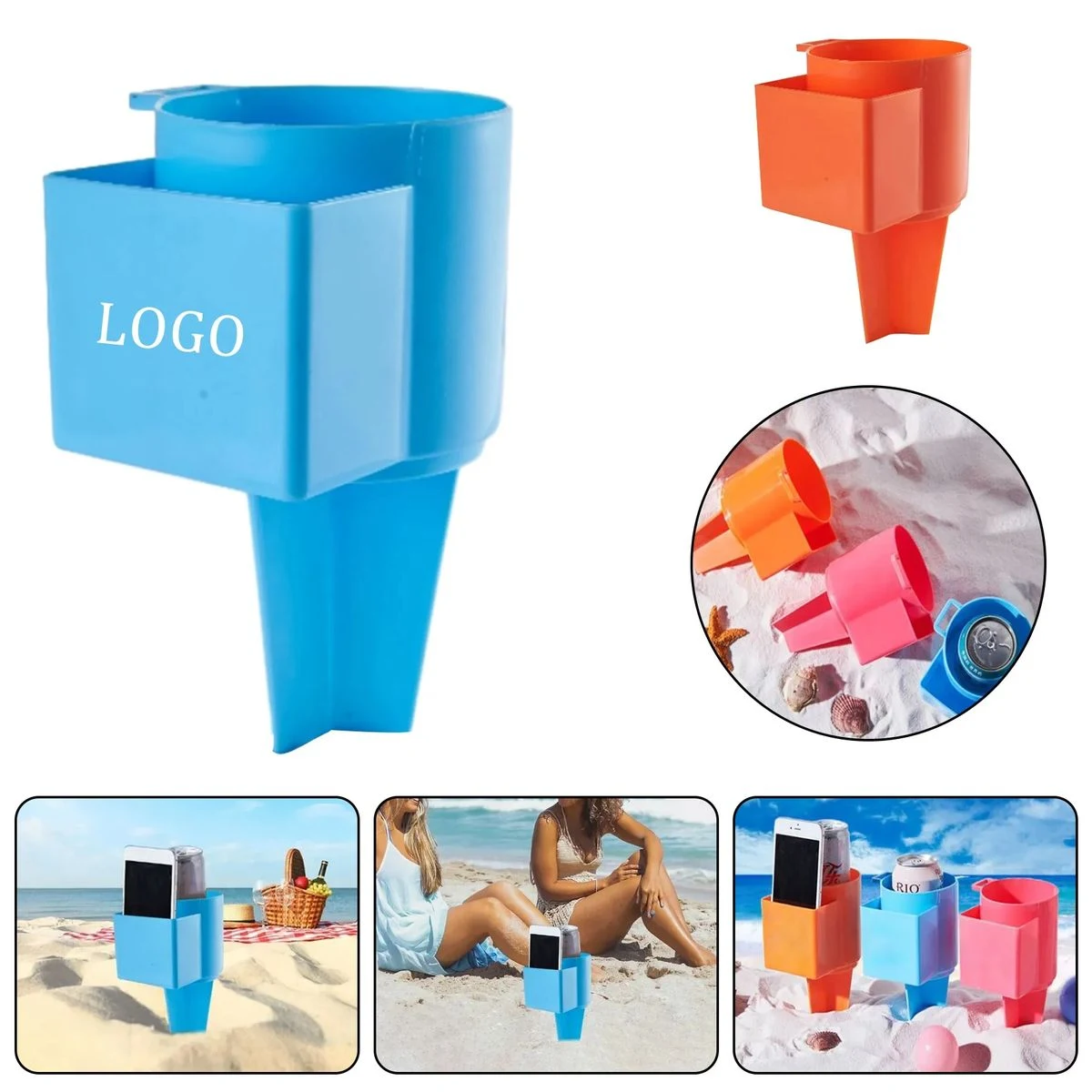 Plastic Beach Cup Holder with Pocket 1