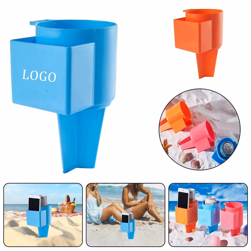 Plastic Beach Cup Holder with Pocket