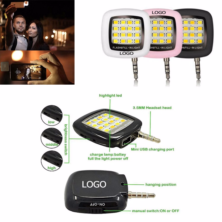 Universal Cell Phone Flash LED Mini Spotlight Ring Fill-In Lighting