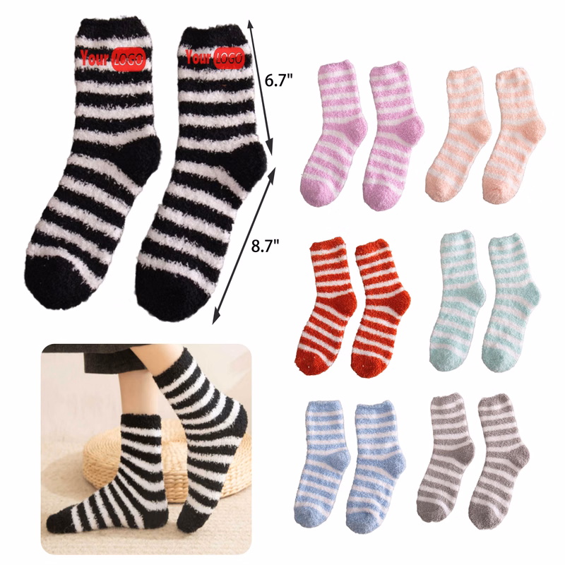 Soft Striped Coral Fleece Warm Socks