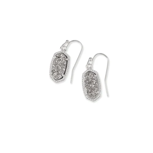 Kendra Scott Lee Silver Drop Earrings in Platinum Drusy 1
