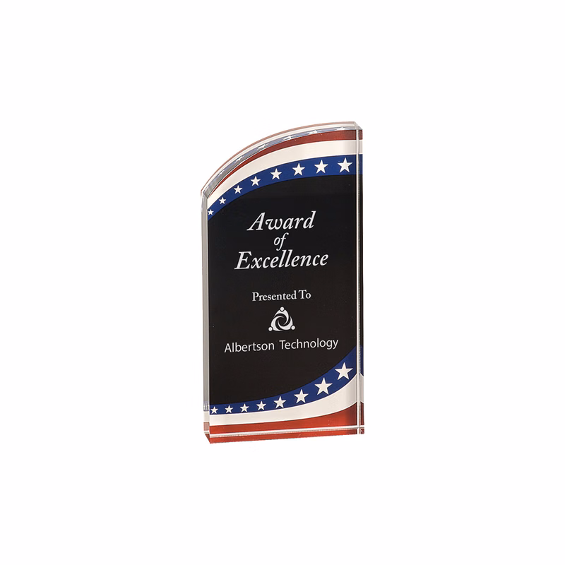 3" x 7" Stars & Stripes Marble Rounded Acrylic Award