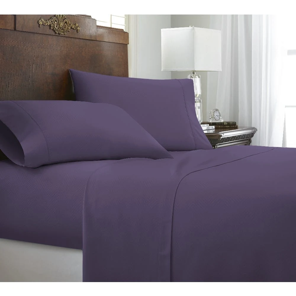 Premium Embossed Sheet Sets - Purple Chevron Design Twin 3 Piece 1