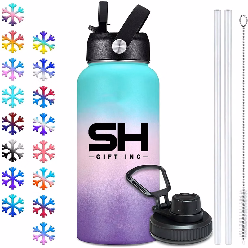 32oz Insulated Metal Water Bottle with Straw & Spout Lids