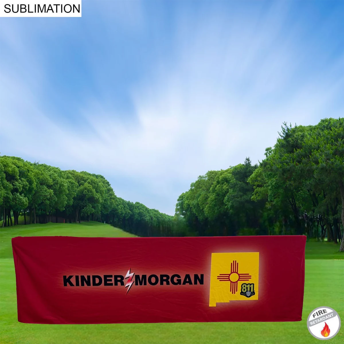Outdoor Use Sublimated PREMIUM Box Style Fitted Table Cloth, 8' Table,4 sided, Closed back 1