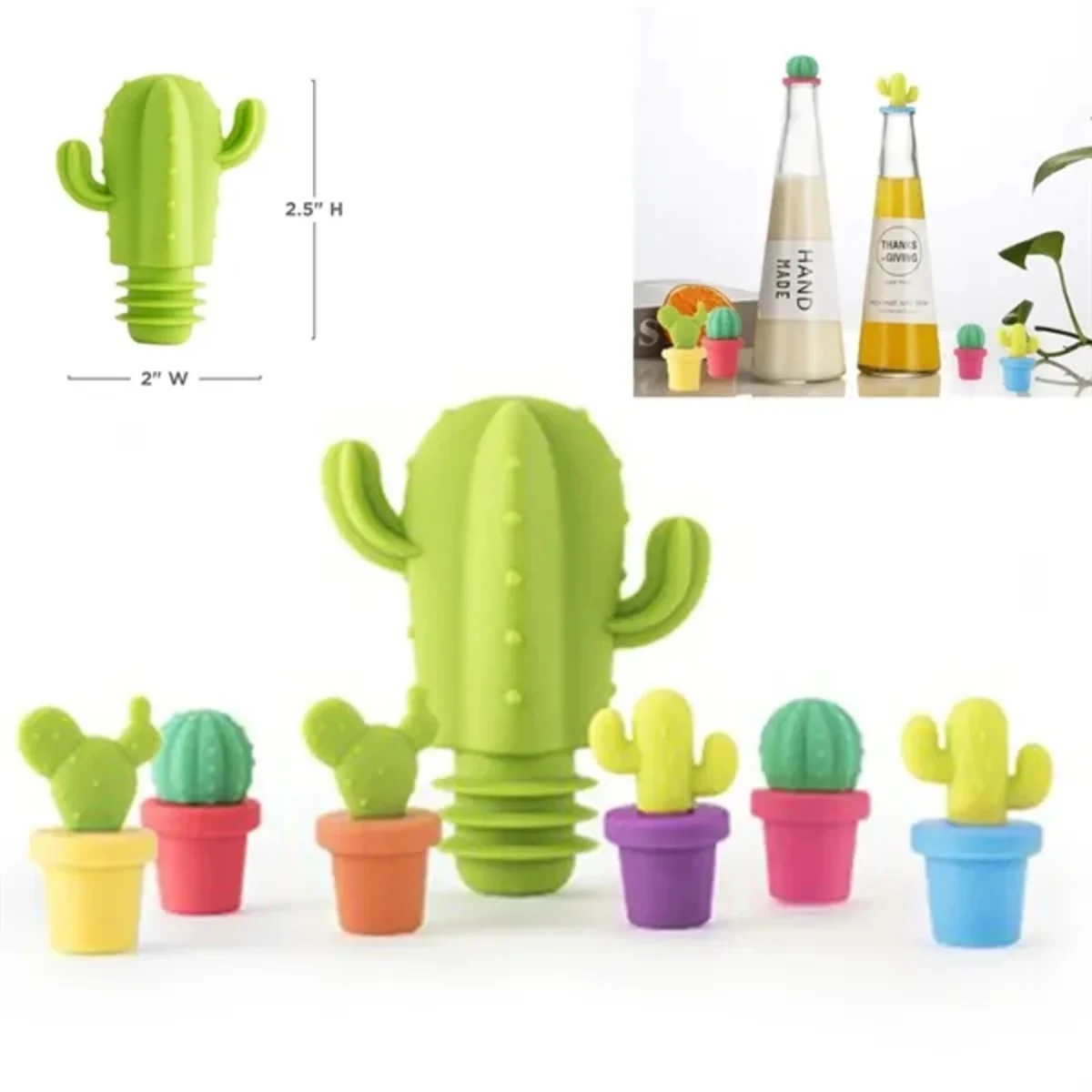 Cactus Wine Bottle Stopper, custom bottle opener with logo imprint 1