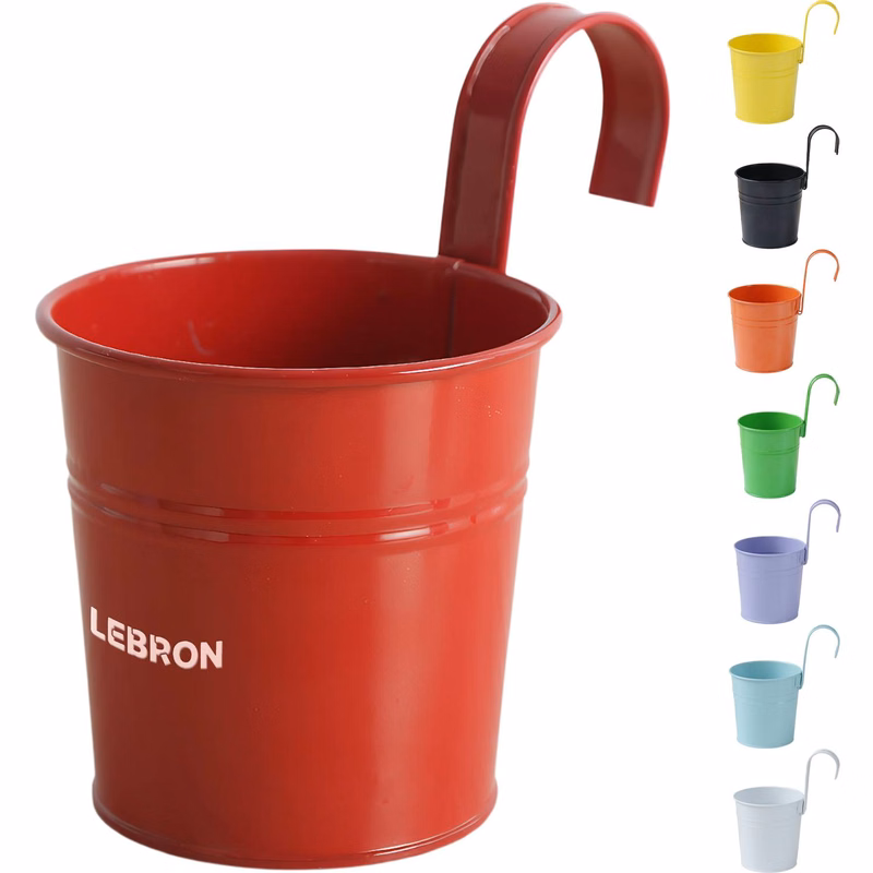 Metal Iron Bucket Flower Pot w/ Hook