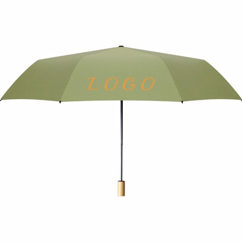 Solid Wood Handle Black Glue Sun Umbrella