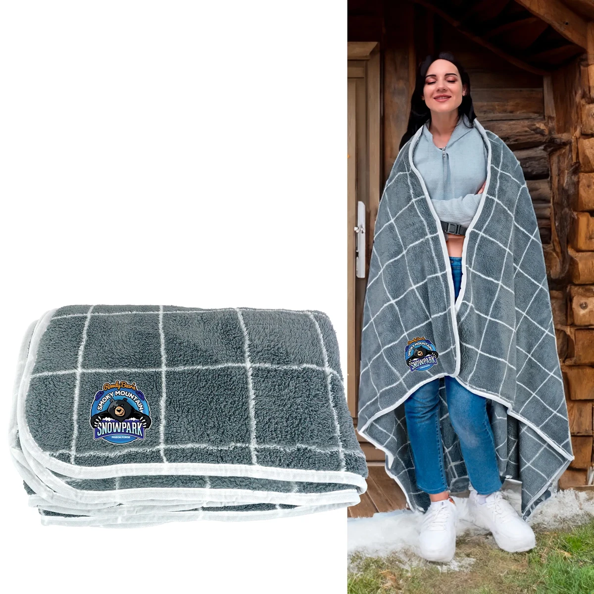 Plaid Recycled Sherpa Blanket 1
