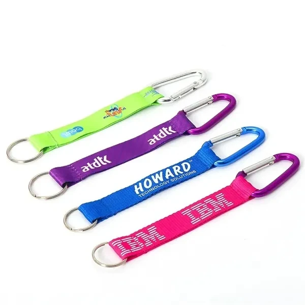 Custom 7 Inch Polyester Pocket Lanyard Carabiner Keyring — Corporate ID Accessory 1