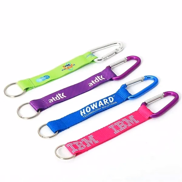 Custom 7 Inch Polyester Pocket Lanyard Carabiner Keyring — Corporate ID Accessory