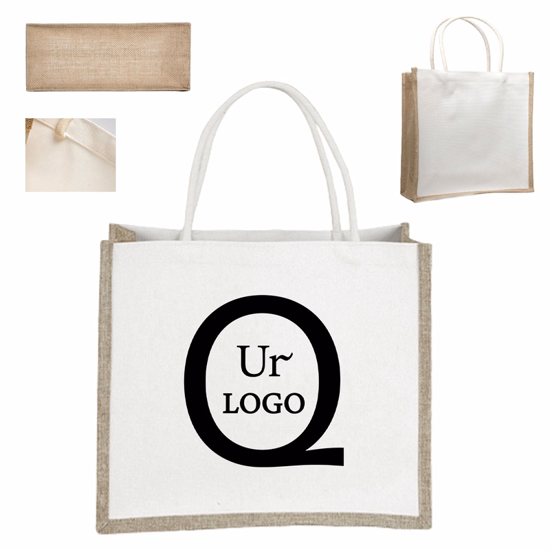 11.81 X 11.81 X 4.72 Inch Jute Canvas Tote Bag
