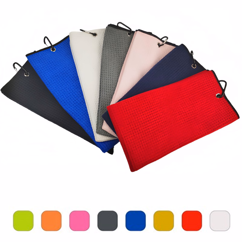 Tri-Fold Waffle Golf Towel with Custom Logo and Carabiner