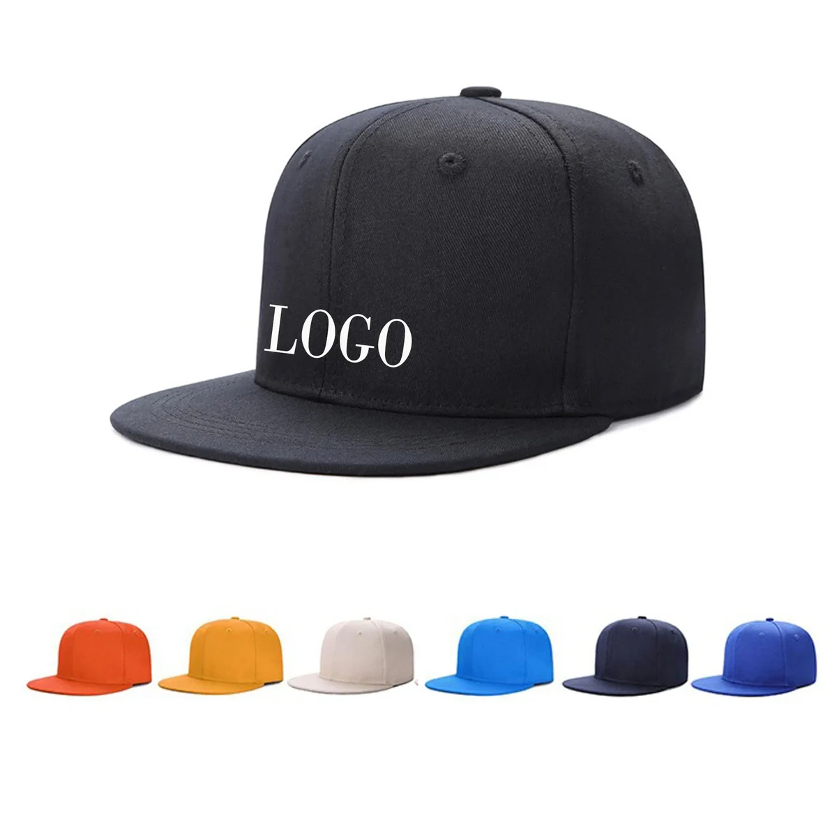 6 Panel Flat Bill Snapback Cap 1