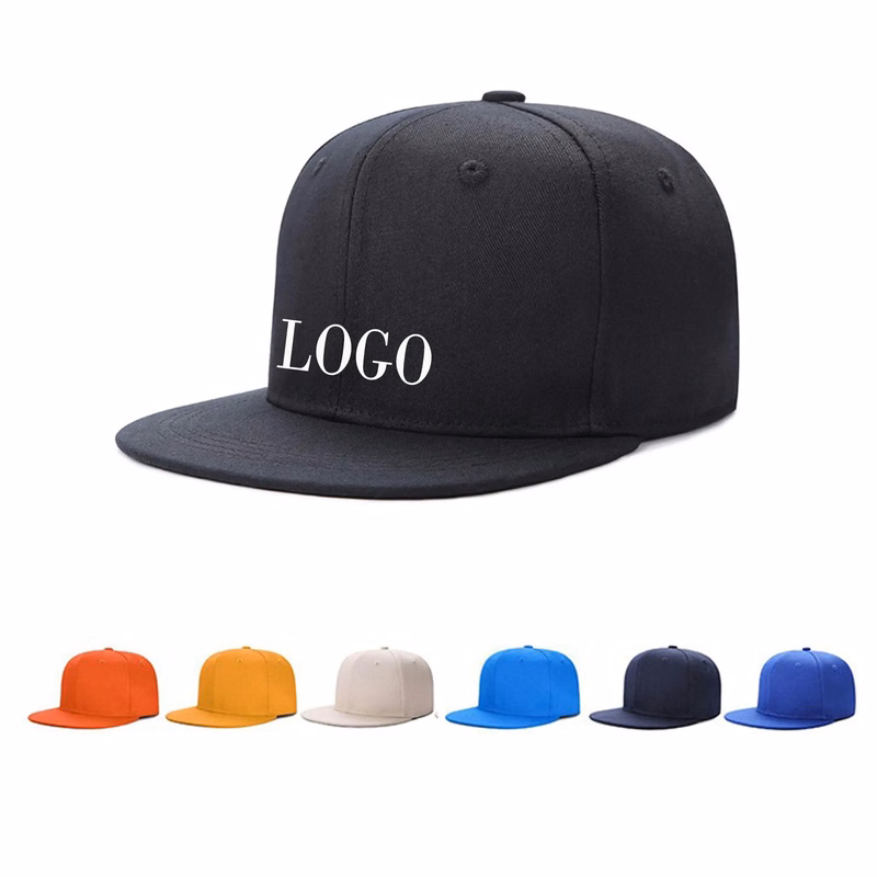 6 Panel Flat Bill Snapback Cap