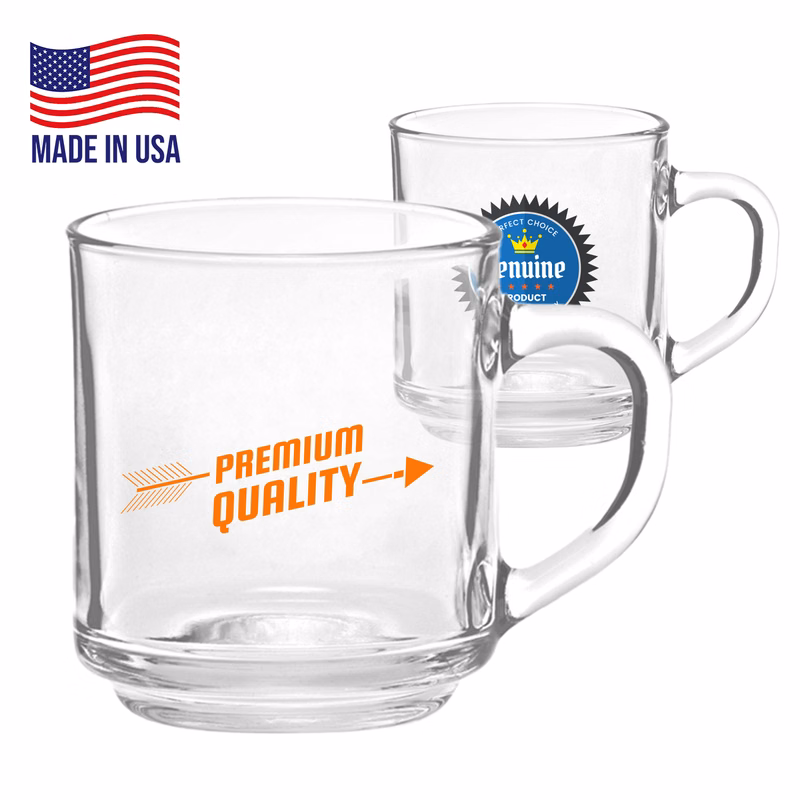 10 oz. USA Made ARC Handy Glass Coffee Mugs w/ Custom logo