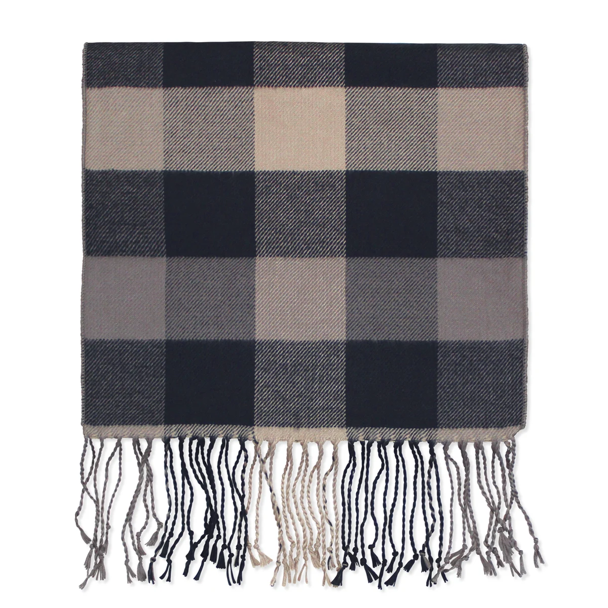 Black/Tan Plaid Bamboo Scarf 1