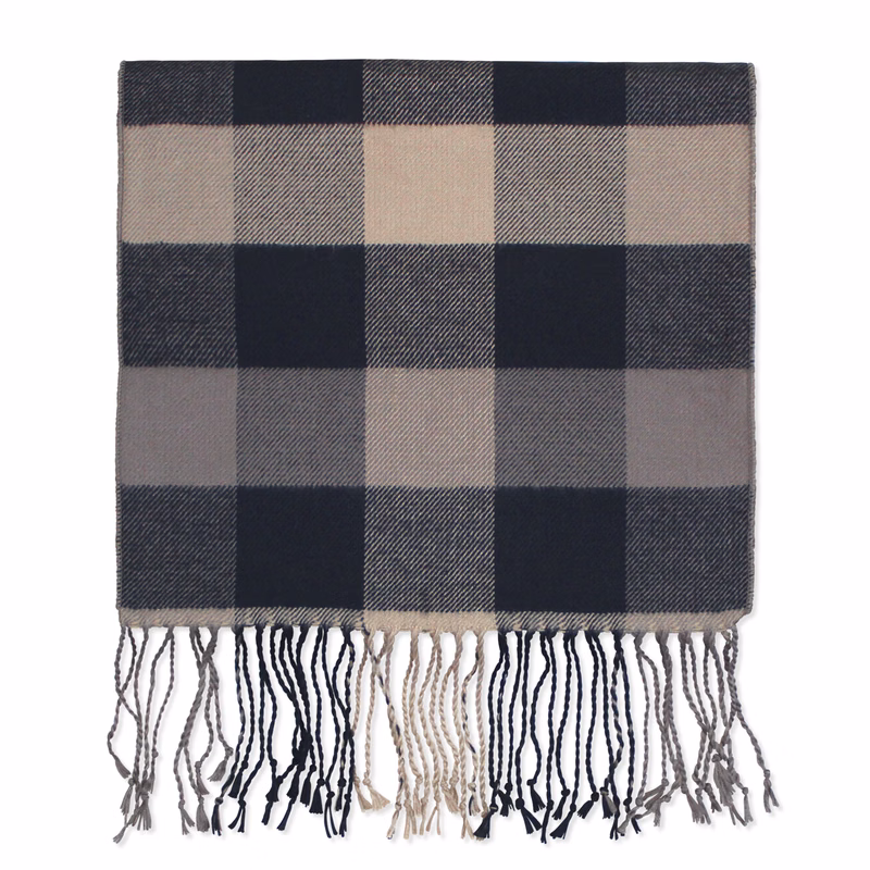 Black/Tan Plaid Bamboo Scarf