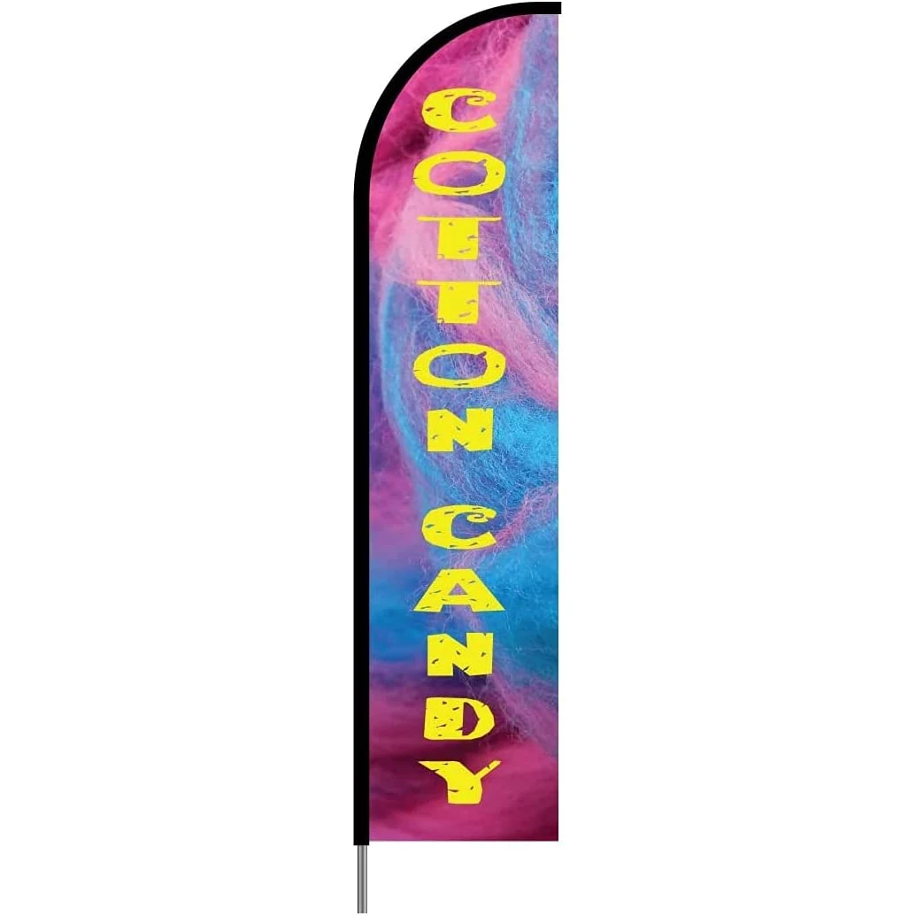 Cotton Candy Sign Feather Flag Swooper Banner Pole Kit Outdoor Business Advertising Display, 15ft 1
