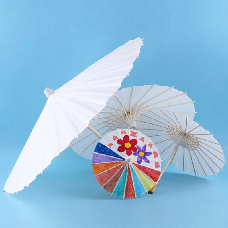 Diy Blank Paper Umbrella With Wooden Handle 1