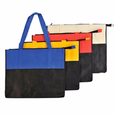 TWO TONE POLYPROPYLENE ZIPPERED TOTE