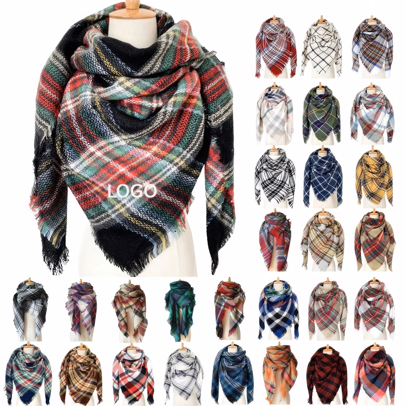 Trendy Plaid Blanket Women Oversized Long Scarves