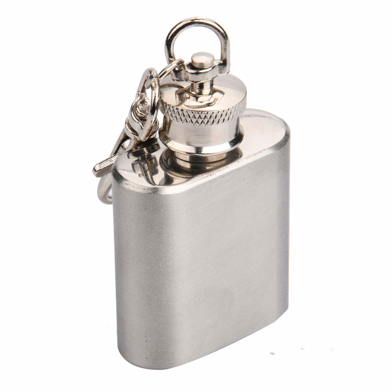 1 oz Stainless Steel Flask With Keychain