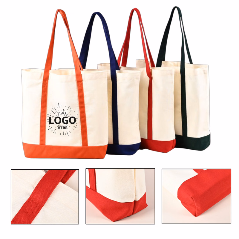 Canvas Tote Bag with Integrated Spliced Bottom