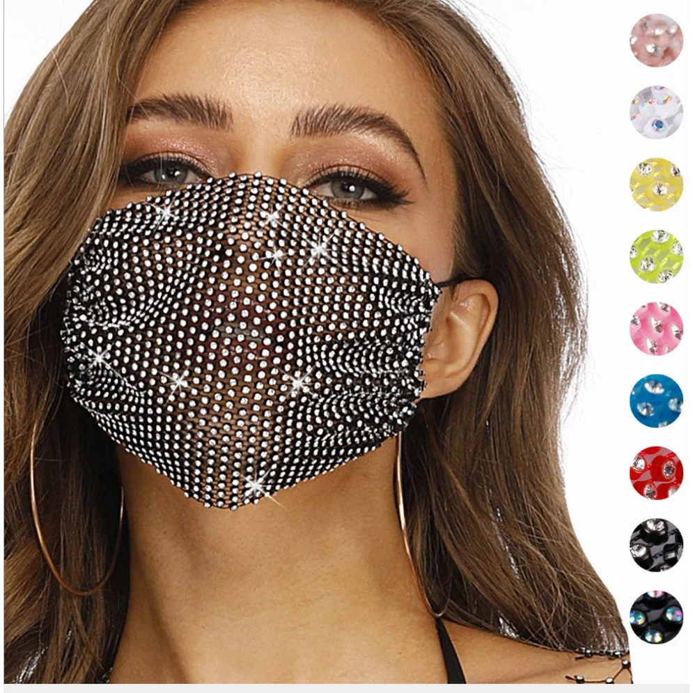 Shiny Rhinestone Mesh Mask 1