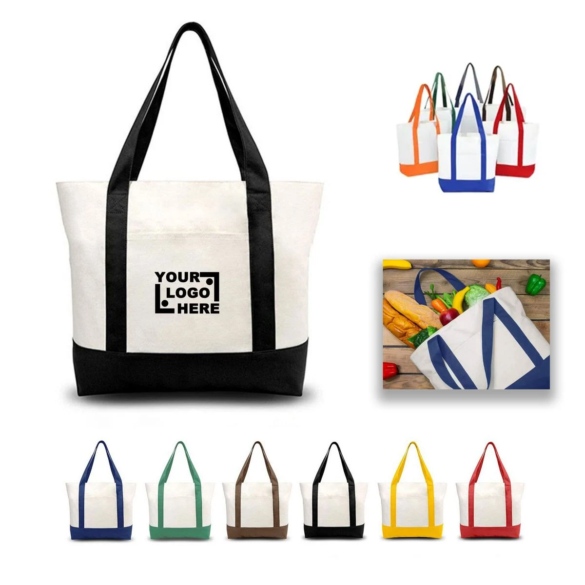 12 Oz Soft Cotton Canvas Boat Tote, custom tote bag with logo imprint 1