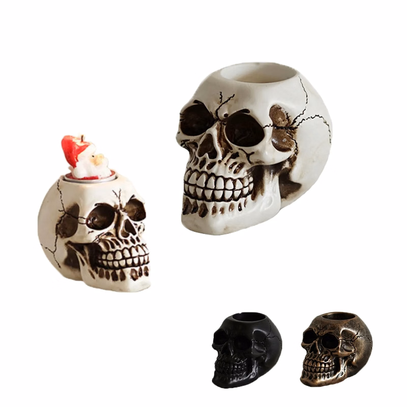 Halloween Skull Candle Holder