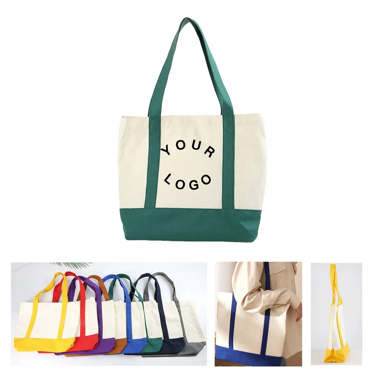 Canvas Tote Bag with Front Pocket for Daily Essentials, custom tote bag with logo imprint 1