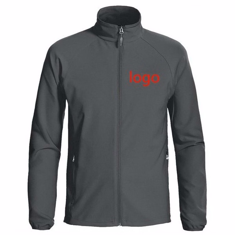 Simple Soft Shell Front-Zip Jacket w/ Standing Collar