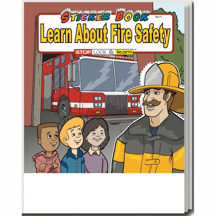 Learn About Fire Safety Coloring Books - 8 Pages Stickers Ages 3-11