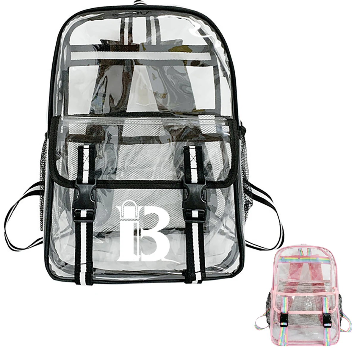 Large Capacity Clear PVC Backpack w/ USB Port 1