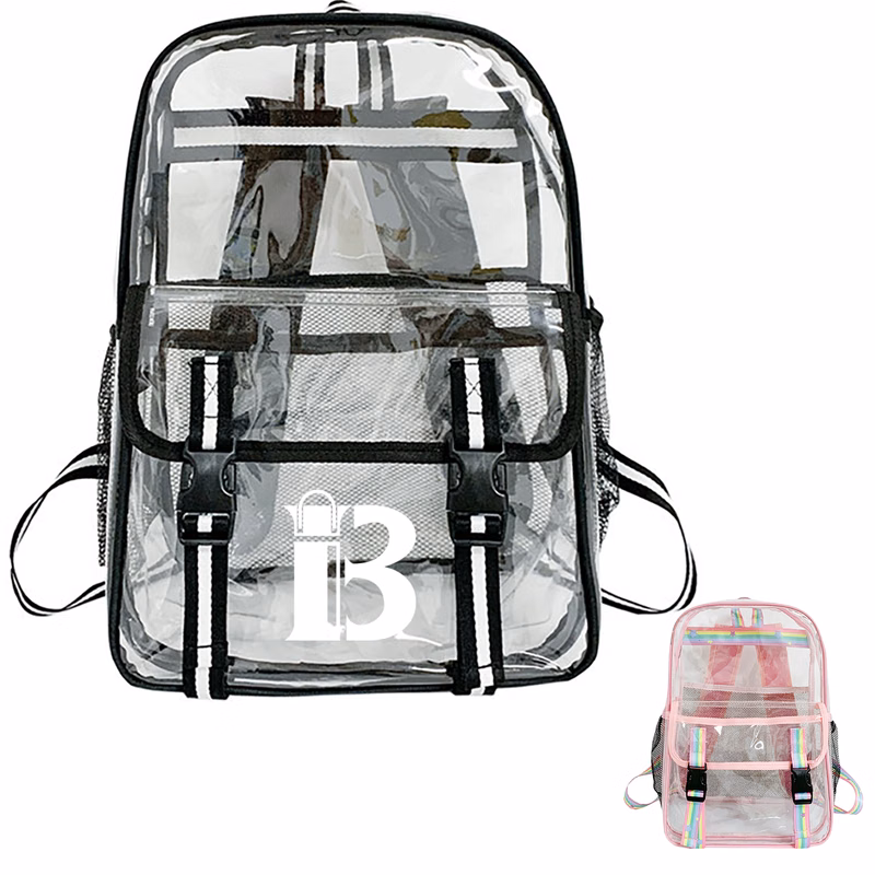 Large Capacity Clear PVC Backpack w/ USB Port