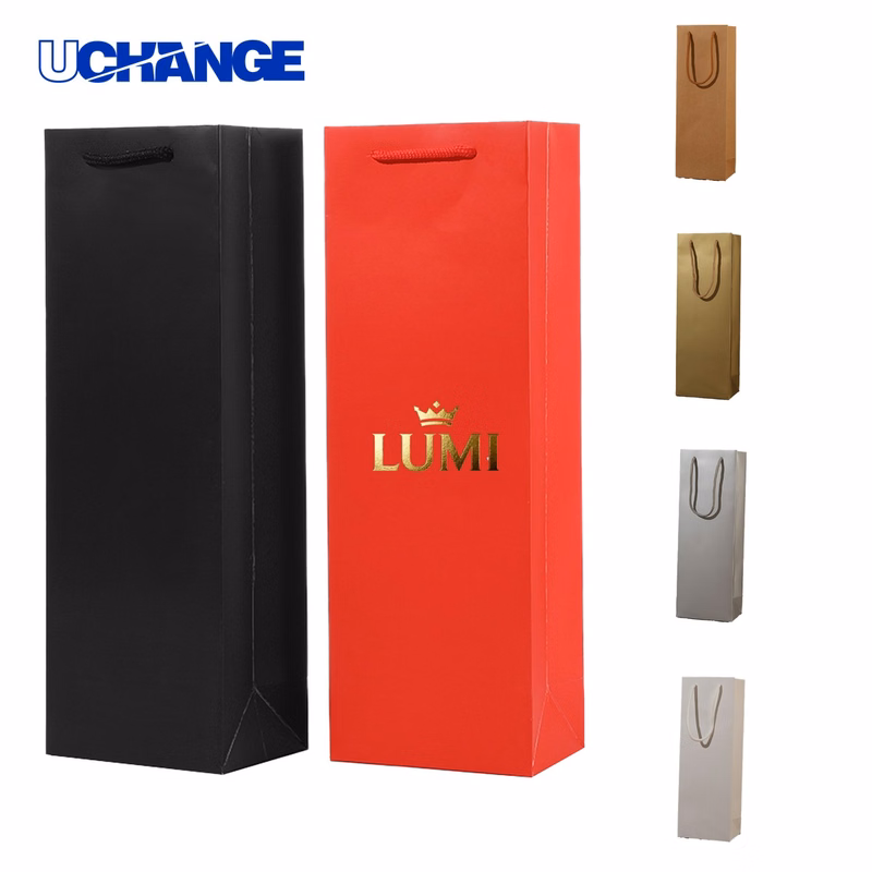 Single Bottle Wine Paper Tote Bag Container