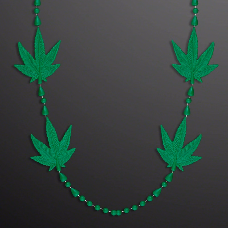 4-Charm Pot Leaf Necklace Cannabis Beads (Non-Light Up)